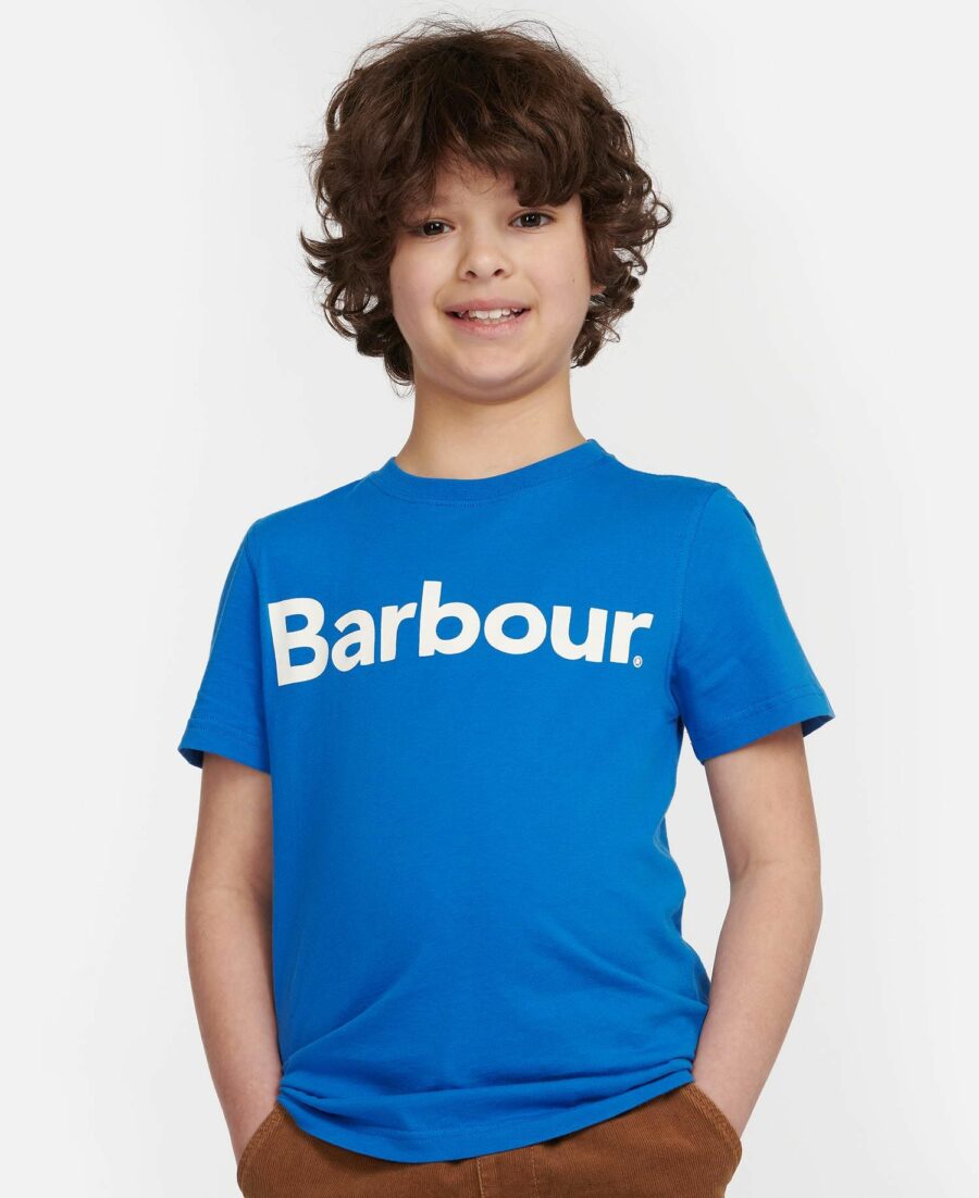 BARBOUR BOYS LOGO T-SHIRT FROST BLUE