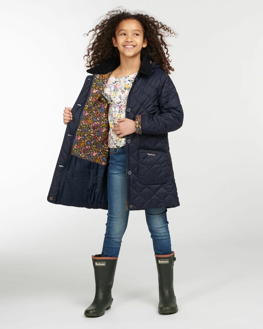 BARBOUR GIRLS LOVELL QUILTED JACKET NAVY