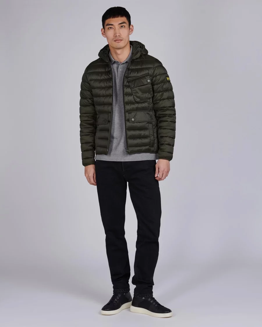 B.INTL OUSTON HOODED SLIM QUILTED JACKET OLIVE