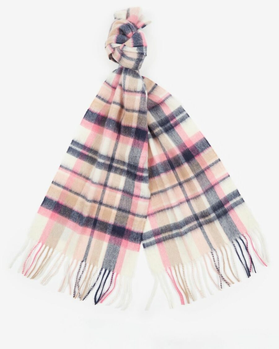 BARBOUR VINTAGE WINTER PLAID SCARF PINK/HESSIAN