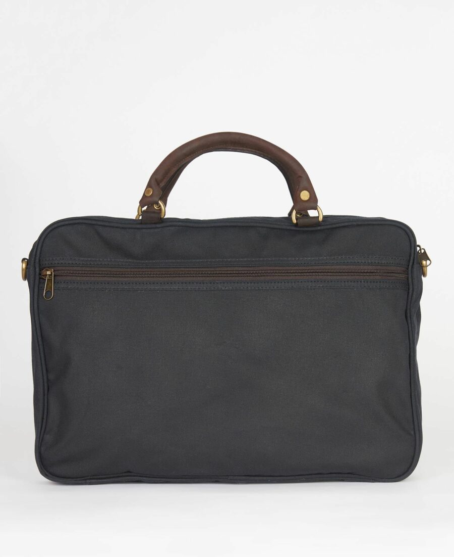 BARBOUR WAX LEATHER BRIEFCASE NAVY