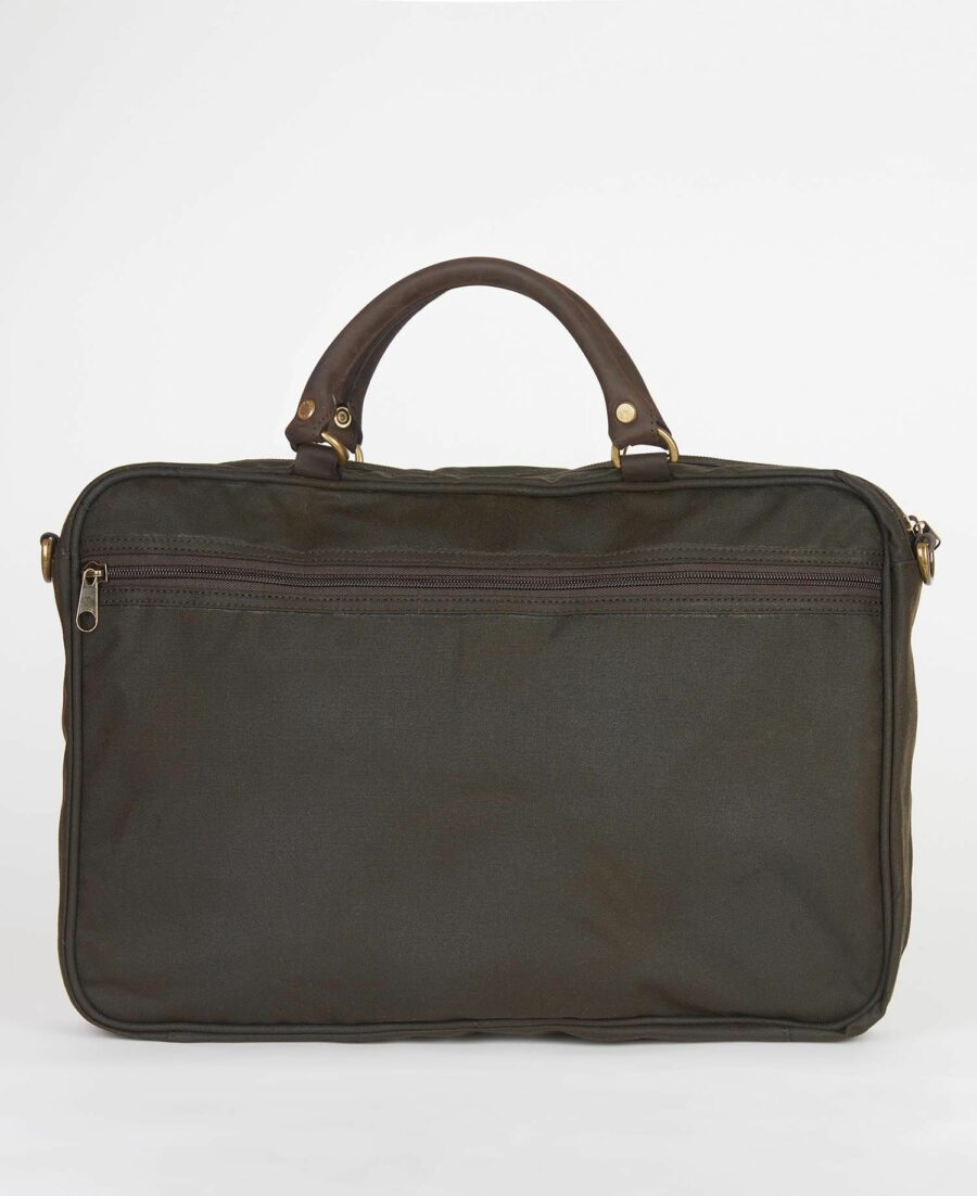 BARBOUR WAX LEATHER BRIEFCASE OLIVE