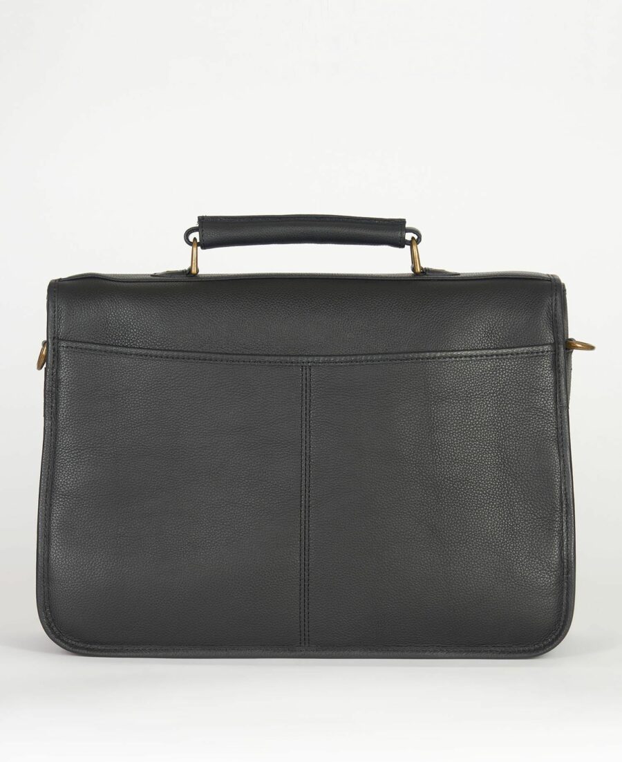 BARBOUR LEATHER BRIEFCASE BLACK