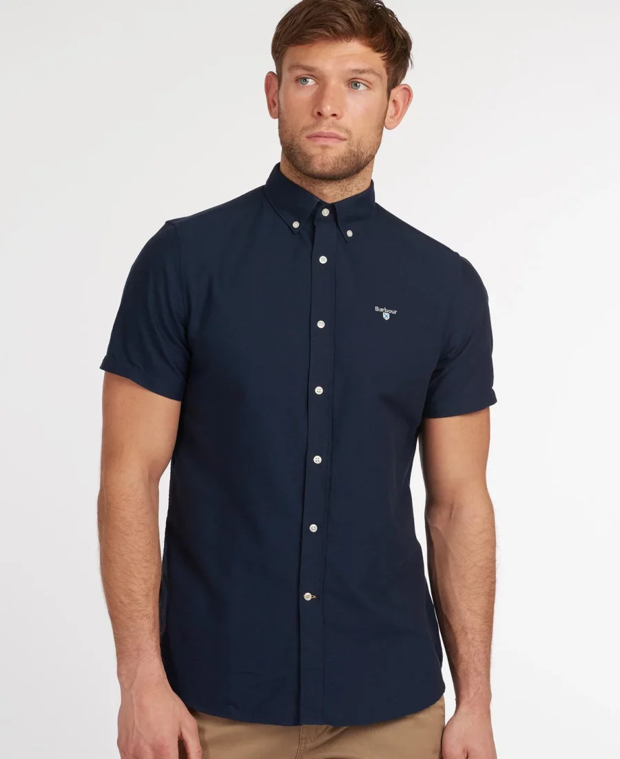 Barbour Oxford 3 Short Sleeved Tailored Shirt: Navy