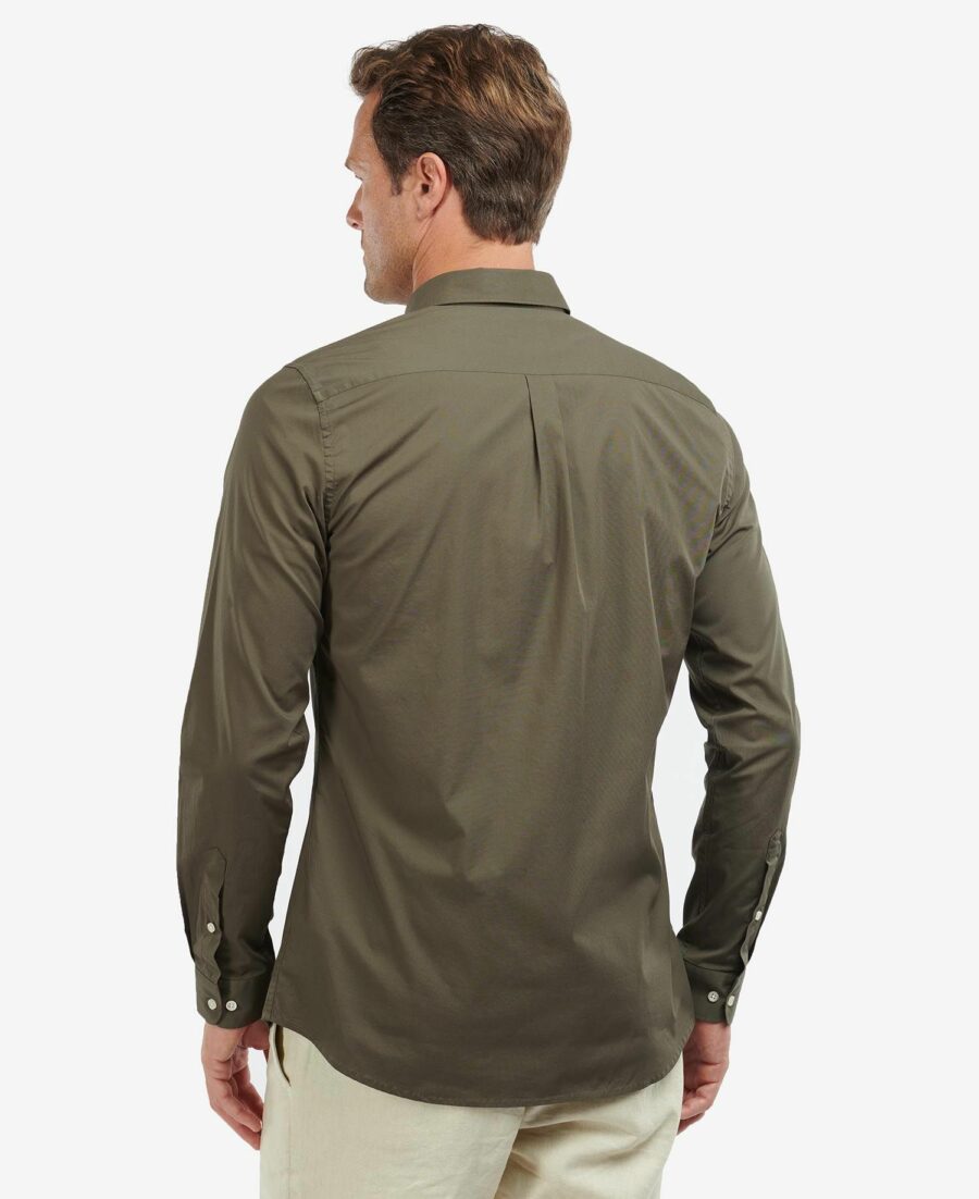 Barbour Stretch Poplin Shirt-Military Green