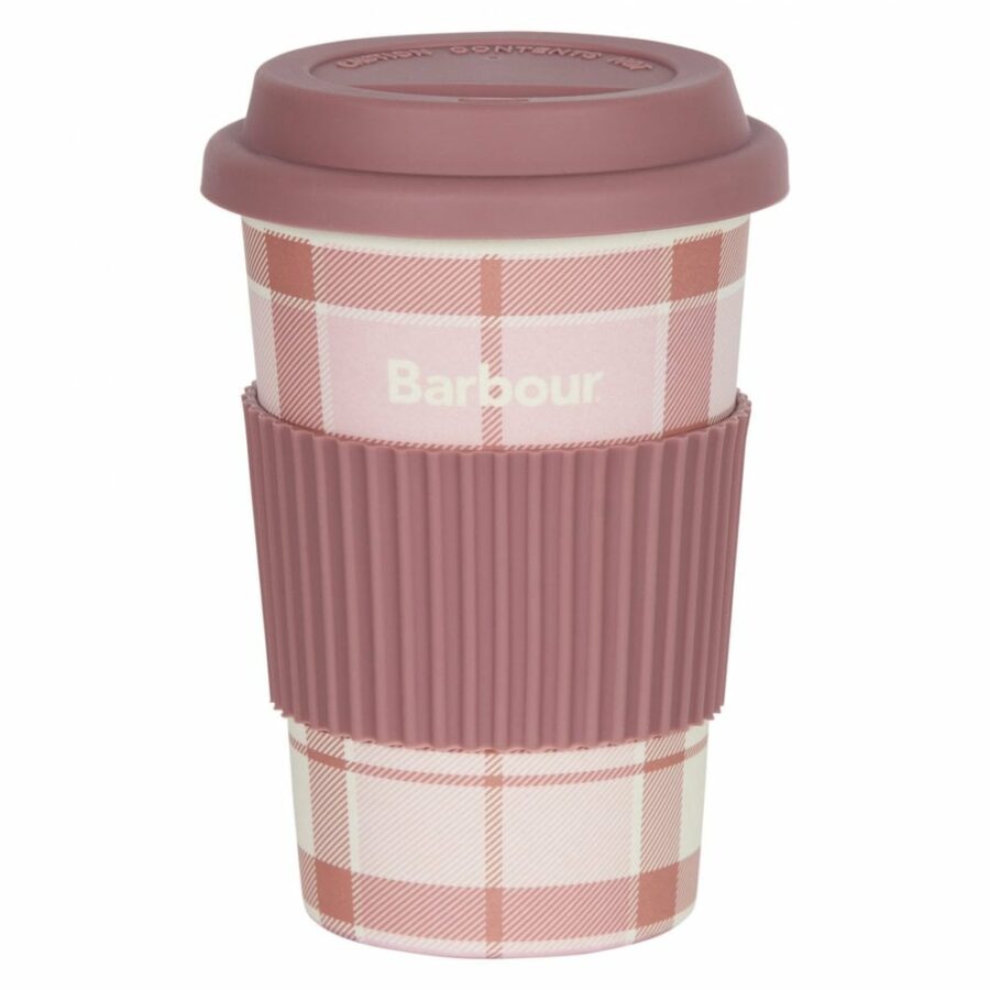Barbour Tartan Travel Mug: Pink/Grey Tartan