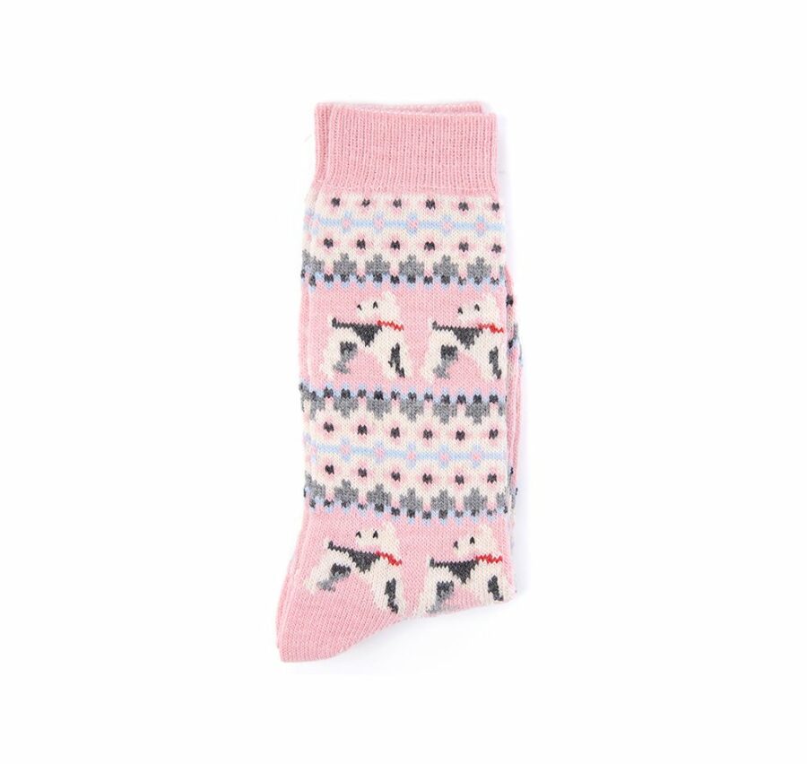 Barbour Terrier Fairisle Socks-Pink