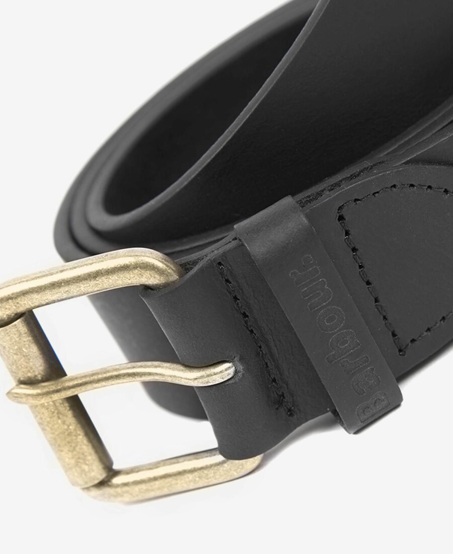 Barbour Matt Leather Belt-Black