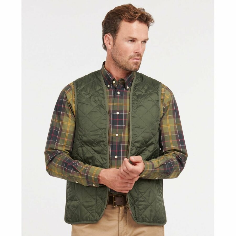 0.Barbour Quilted Waistcoat/Zip In Liner: Olive/Classic