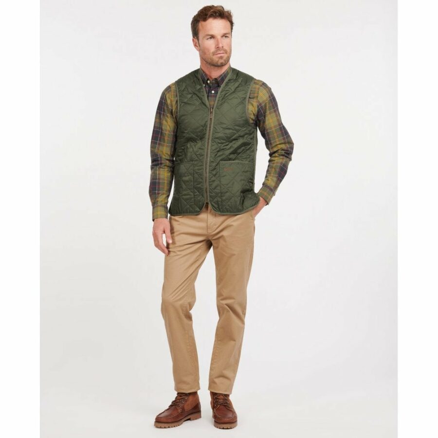 0.Barbour Quilted Waistcoat/Zip In Liner: Olive/Classic