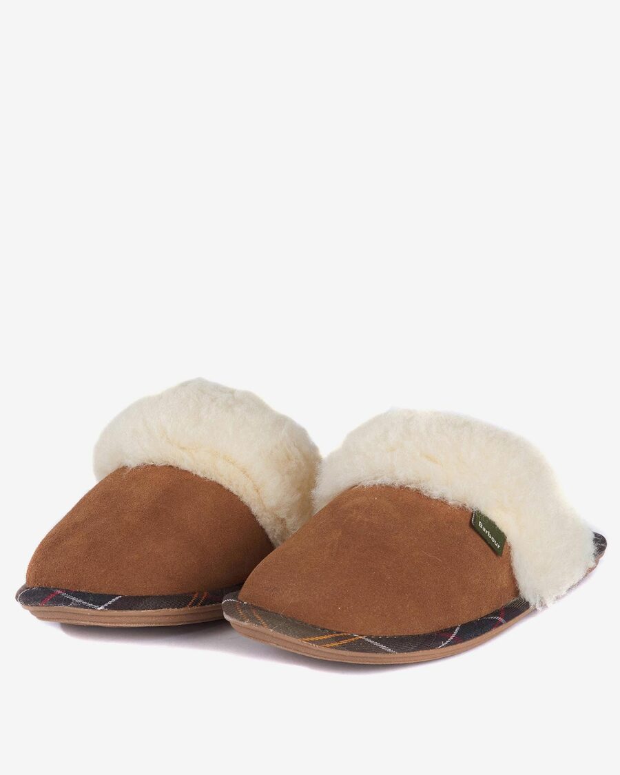 Barbour Lydia Mule Slippers- Camel Suede