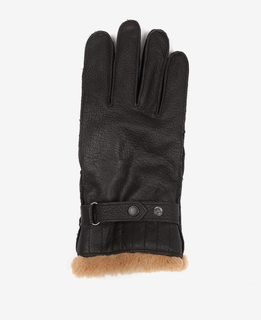 Barbour Leather Utility Gloves-Brown