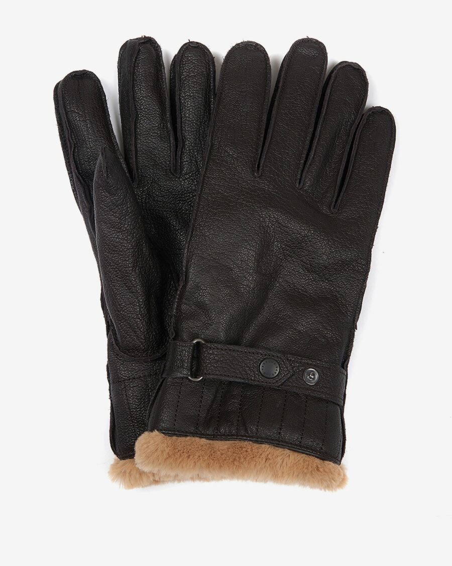 Barbour Leather Utility Gloves-Brown