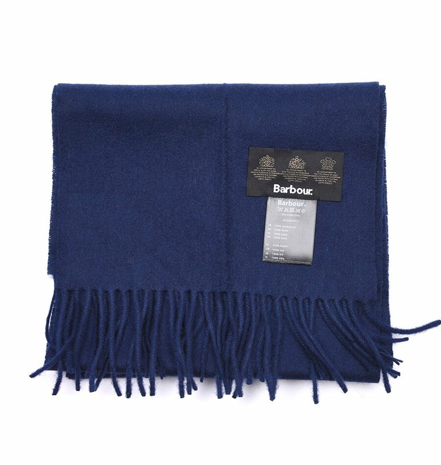 Barbour Plain Lambswool Scarf-Navy