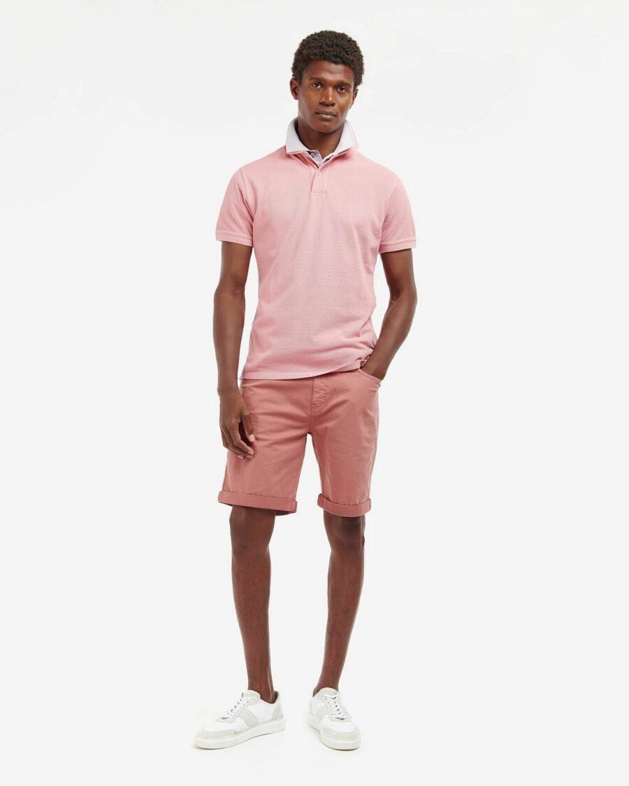 Barbour Washed Sports Polo Shirt-Pink Salt