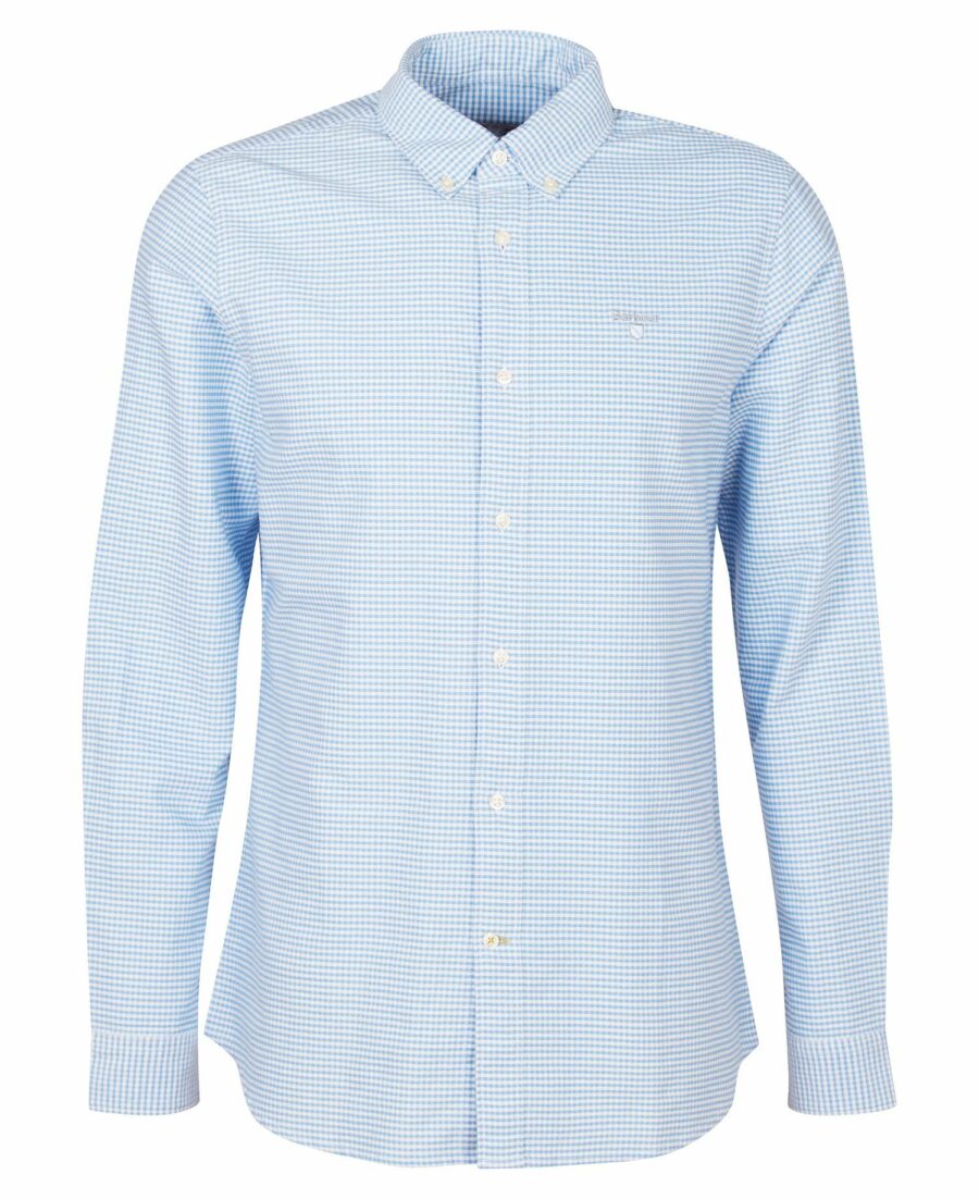 Barbour Gingham Oxtown Tailored Shirt-Sky Blue