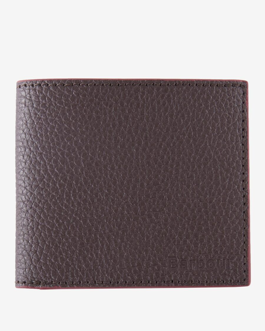 Barbour Grain Leather Billfold Wallet-Dark Brown
