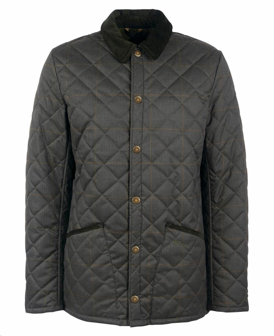 Barbour Checked Heritage Liddesdale Quilted Jacket-Olive