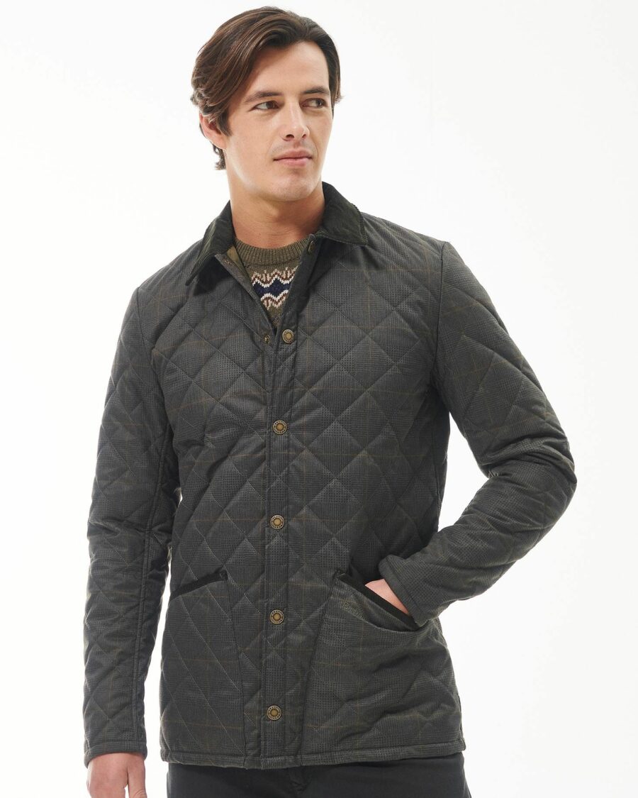Barbour Checked Heritage Liddesdale Quilted Jacket-Olive