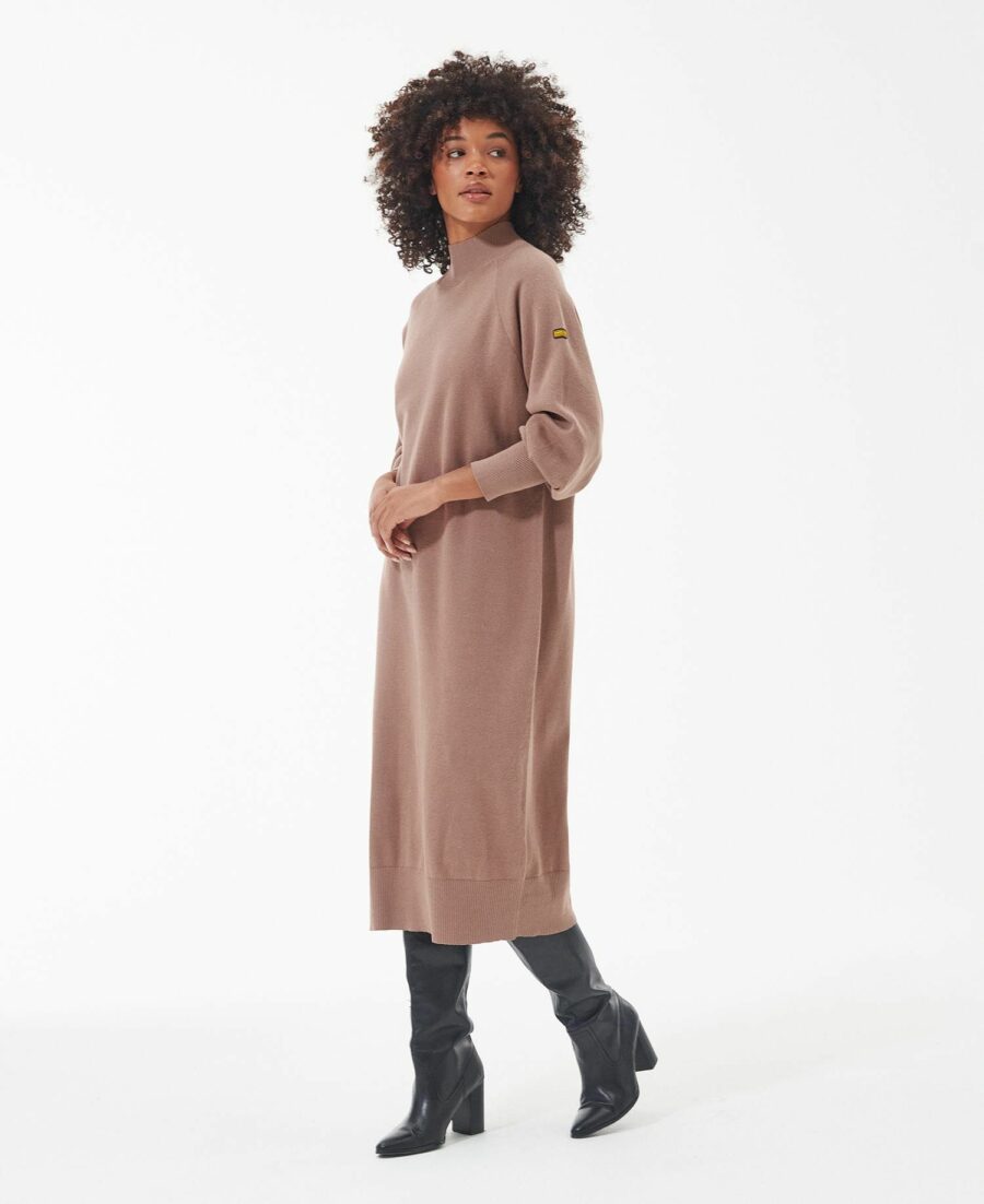 Women's Barbour International Aprila Midi Knit Dress-Camel