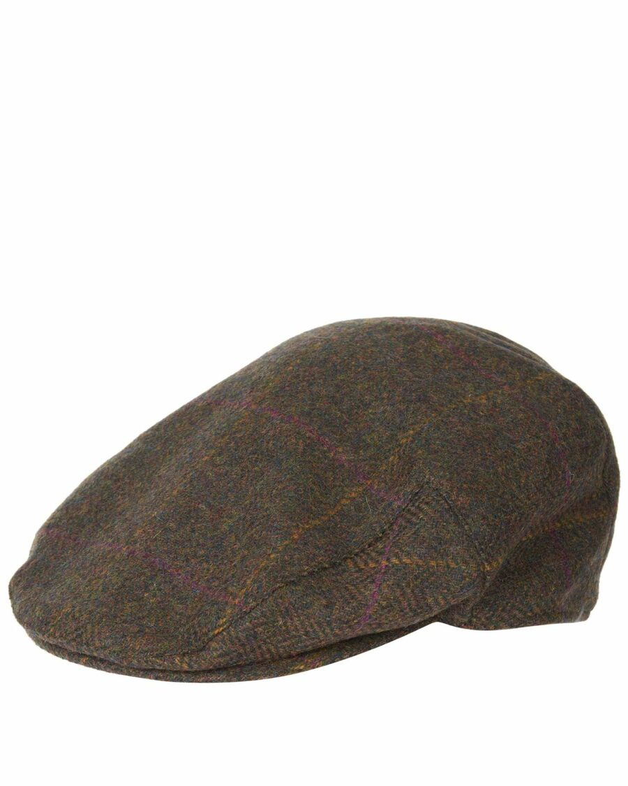 Barbour Crieff Flat Cap-Olive/Purple/Yellow