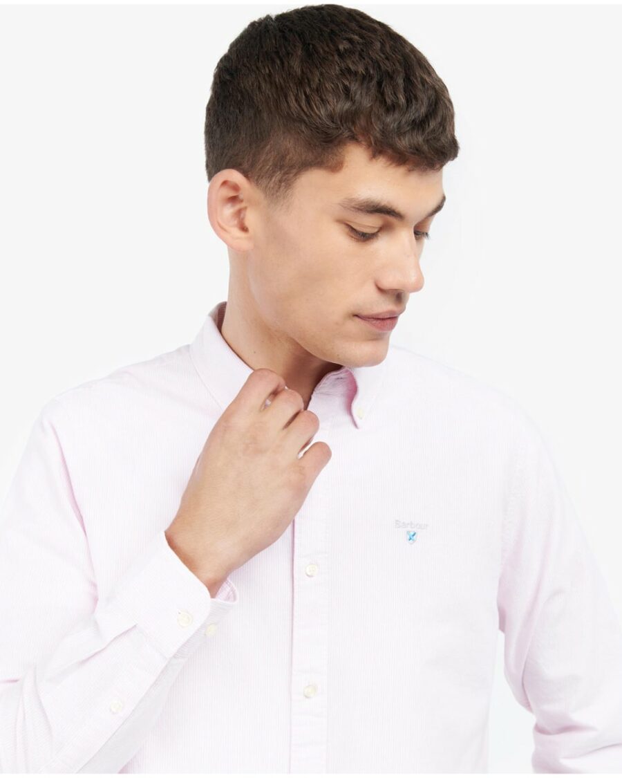 Mens Barbour Striped Oxtown Tailored Shirt-Pink