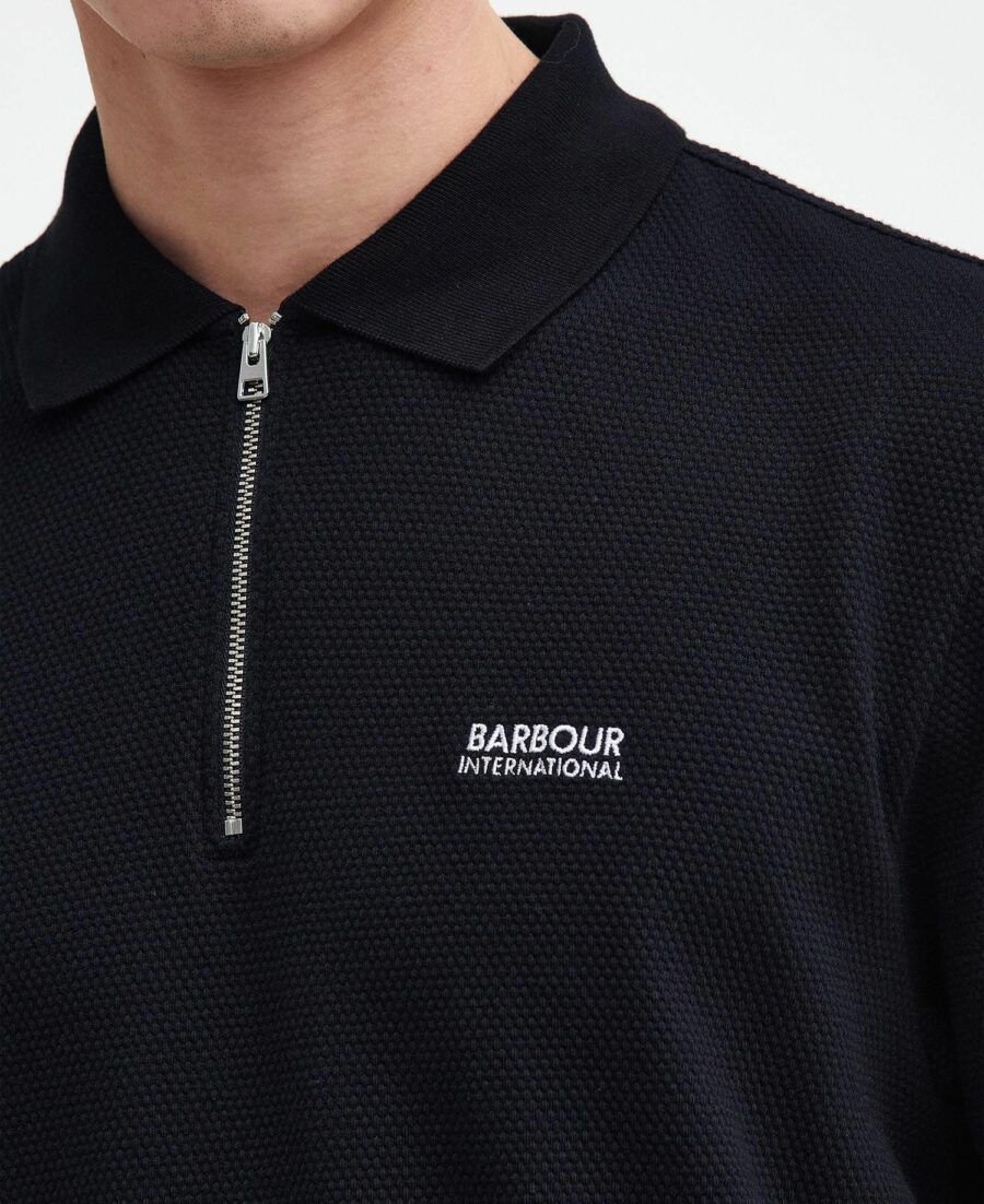 B.Intl Albury Short Sleeve Textured Polo Shirt-Black