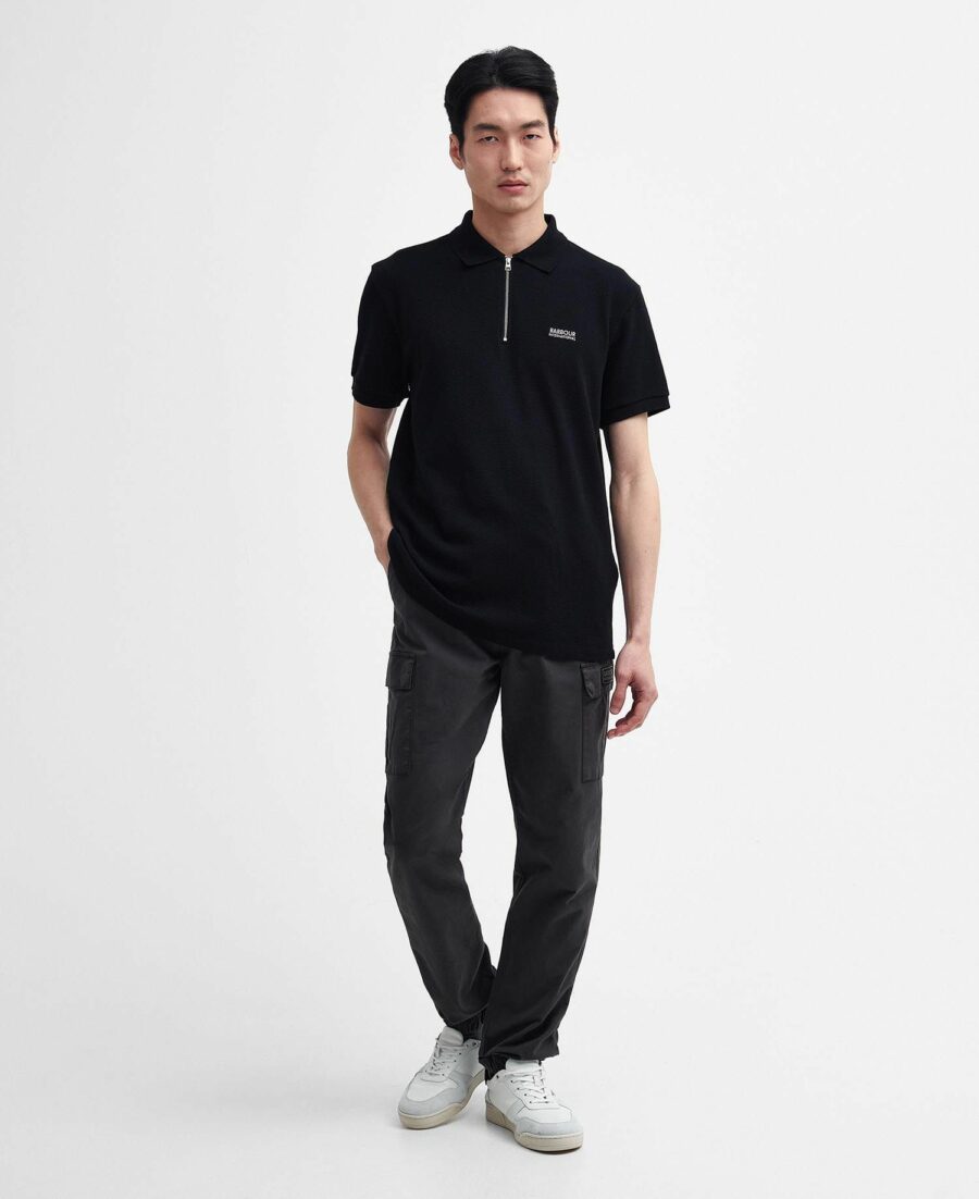 B.Intl Albury Short Sleeve Textured Polo Shirt-Black